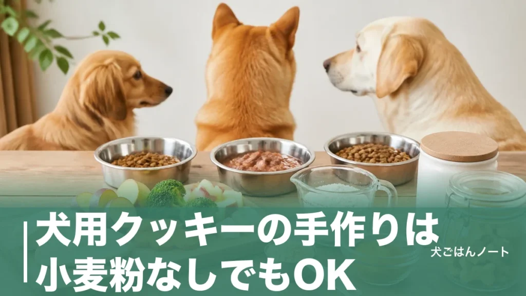犬用クッキーの手作りは小麦粉なしでもOK？米粉・おからの違いと1日20%以内の与え方のアイキャッチ画像