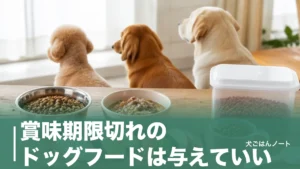 賞味期限切れのドッグフードは与えていい？開封後約1か月で使い切る理由と袋の読み方のアイキャッチ画像