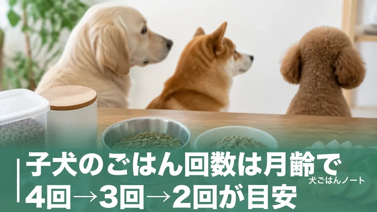 子犬のごはん回数は月齢で4回→3回→2回が目安？1日1回がNGな理由と減らす時期のアイキャッチ画像
