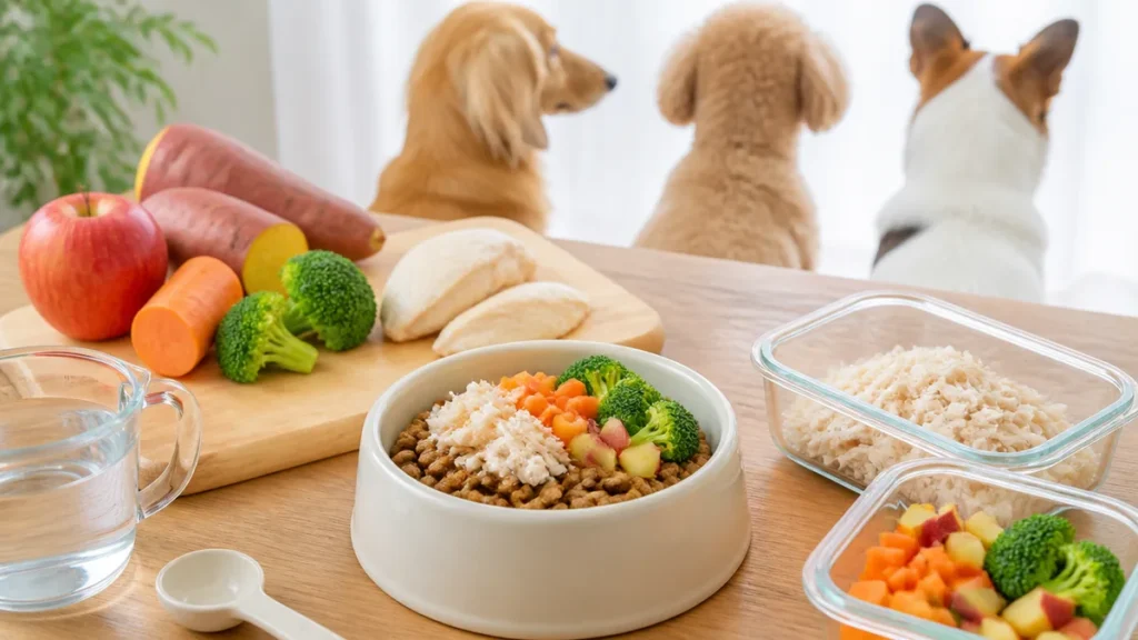 老犬手作りご飯レシピ簡単4品｜味付けなしが基本の理由とトッピングから始めるコツのアイキャッチ画像