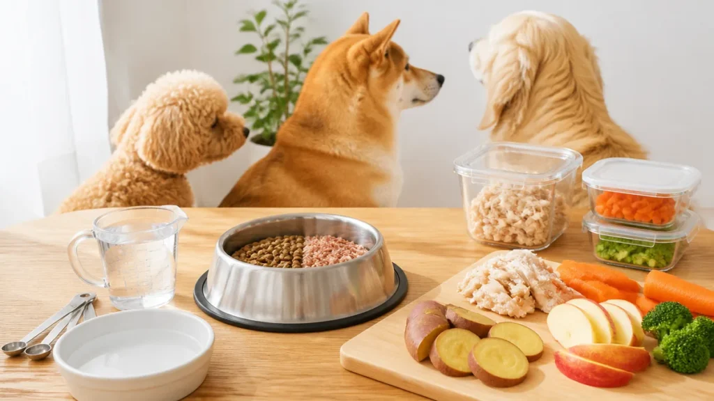 犬の手作りごはんで不足しやすい栄養素は？総合栄養食との違いと体重×30+70の量のアイキャッチ画像