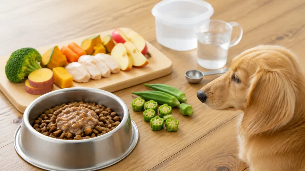 犬オクラは生でもOK？カリウム260mgの注意点とヘタ・産毛の処理、10%以内の量のアイキャッチ画像